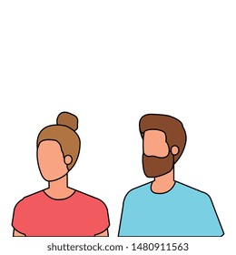 young lovers couple avatars characters