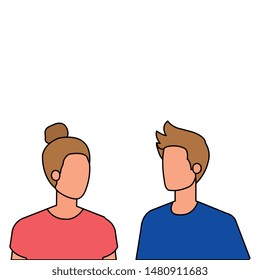 young lovers couple avatars characters