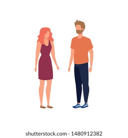 young lovers couple avatars characters