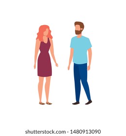young lovers couple avatars characters