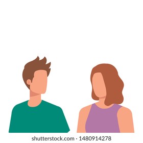 young lovers couple avatars characters