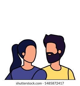 young lovers couple avatars characters