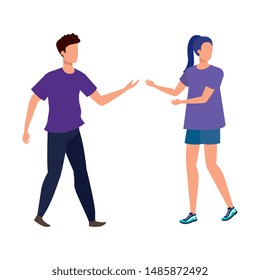 young lovers couple avatars characters
