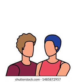 young lovers couple avatars characters
