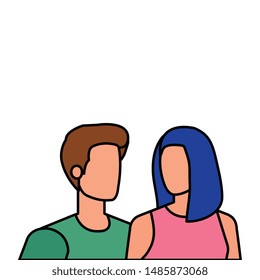young lovers couple avatars characters