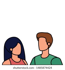 young lovers couple avatars characters