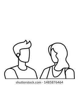 young lovers couple avatars characters