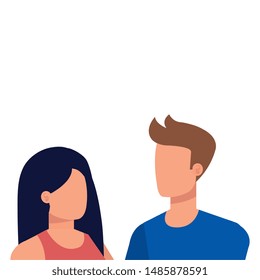 young lovers couple avatars characters