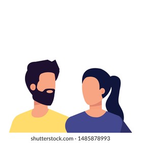 young lovers couple avatars characters