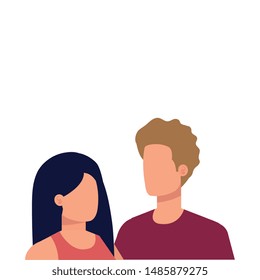 young lovers couple avatars characters