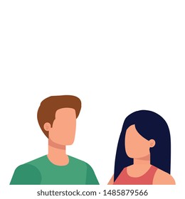 young lovers couple avatars characters