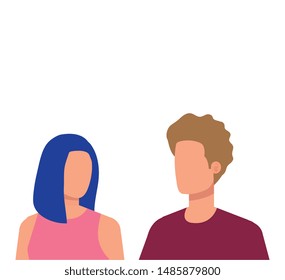 young lovers couple avatars characters