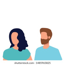 young lovers couple avatars characters