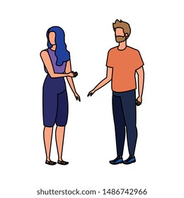 young lovers couple avatars characters