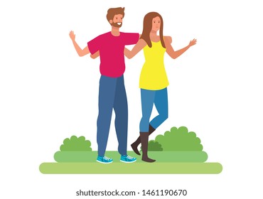 young lovers couple in the camp