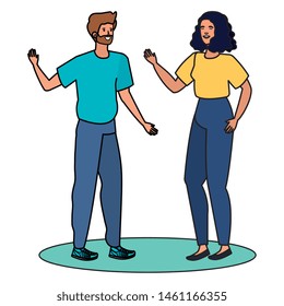 young lovers couple celebrating characters