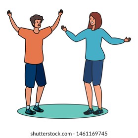 young lovers couple celebrating characters