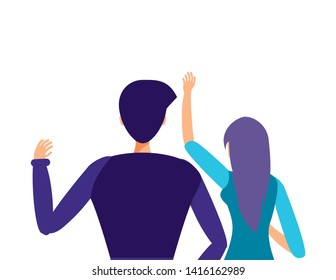 young lovers couple characters vector ilustration