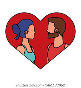 young lovers couple in heart love