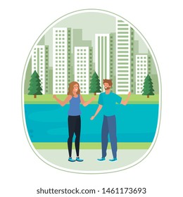 young lovers couple in the landscape