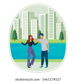 young lovers couple in the landscape