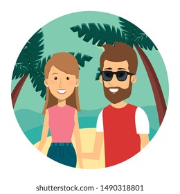 young lovers couple on the beach characters