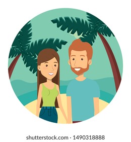 young lovers couple on the beach characters
