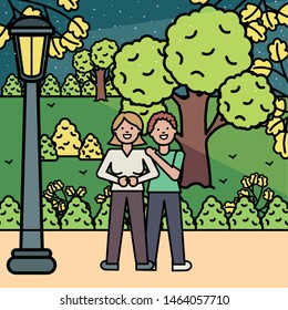 young lovers couple in the park