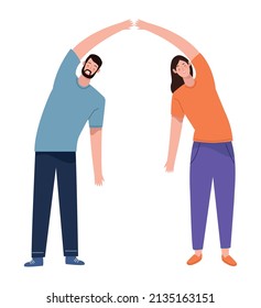 young lovers couple standing characters