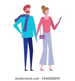 young lovers couple using smartphone