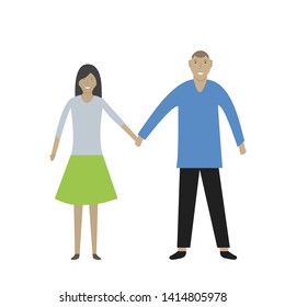 Young loving couple. Girl and man, Vector illustration
