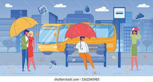 Young Loving Couple Romantic Date Under Rain.