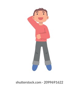 Young Lying Man Sky Watching View from Above Vector Illustration