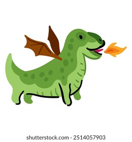 Young magic dragon. Bright mythical beast vector illustration isolated. Medieval monster