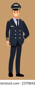 young male airplane pilot in uniform