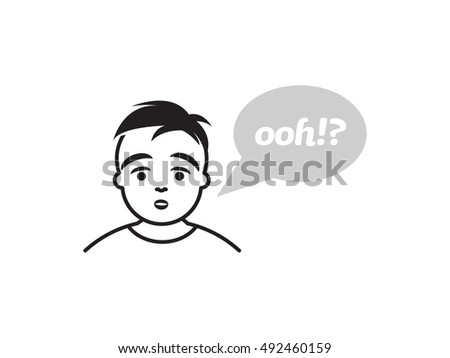 Young male, Astonished, Surprised, vector icon
