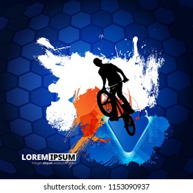Young male bicycle jumper. Healthy lifestyle. Vector