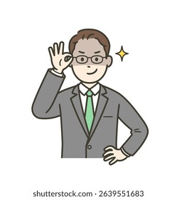 A young male businessman raising his glasses and grinning slyly