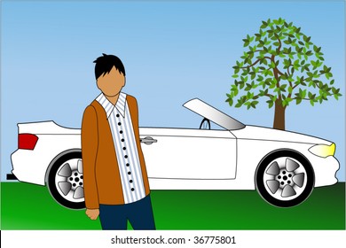 young male with car