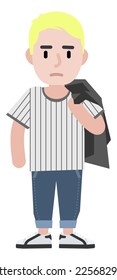 young male cartoon in a striped t-shirt