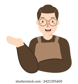 young male caucasian barista illustration