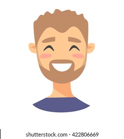 Young male character. Cartoon style people icon. Isolated guys avatar. Flat illustration men face. Hand drawn vector drawing