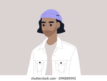 A young male character wearing a rolled beanie, modern lifestyle and fashion