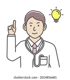 Young male doctor gesture variation illustration | inspiration, idea, solution