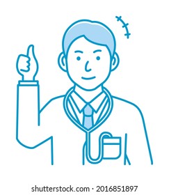 Young male doctor gesture variation illustration | thumb up, OK