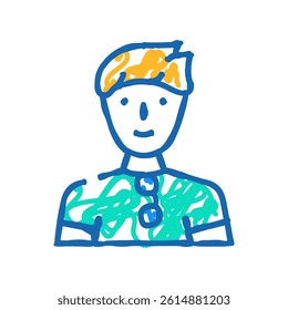 young male doodle icon sketch vector. young male sign. isolated symbol illustration