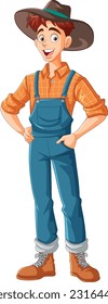 Young male farmer cartoon character illustration