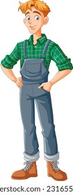 Young male farmer cartoon character illustration