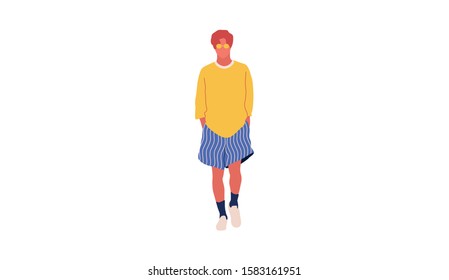 Young male fashion flat illustration. Street fashion isolated illustration