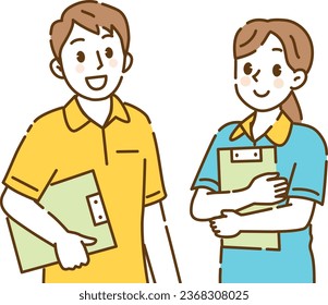 Young male and female caregivers